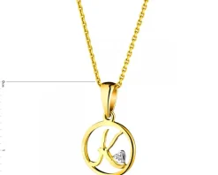 Zawieszka z żółtego złota z diamentem - litera K - 0,003 ct - próba 585
