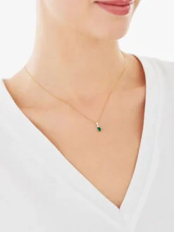 Zawieszka z żółtego złota z diamentem i szmaragdem syntetycznym - próba 375