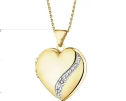 Zawieszka z żółtego złota z diamentami - puzderko - serce - 0,01 ct - próba 375