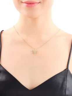 Zawieszka z żółtego złota z diamentami i kamieniami ozdobnymi - ważka - próba 375