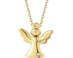 Zawieszka z żółtego złota z diamentem - aniołek - 0,002 ct - próba 375