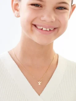 Zawieszka z żółtego złota z diamentem - aniołek - 0,002 ct - próba 375