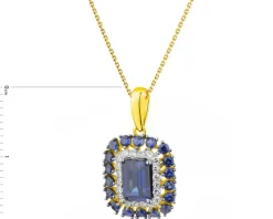 Zawieszka z żółtego złota z diamentami i szafirami syntetycznymi - próba 585