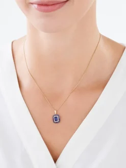 Zawieszka z żółtego złota z diamentami i szafirami syntetycznymi - próba 585