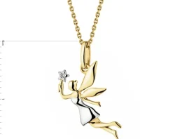 Zawieszka z żółtego złota z diamentem - wróżka - 0,003 ct - próba 375
