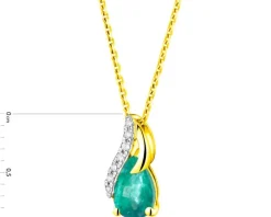 Zawieszka z żółtego złota z diamentami i szmaragdem - próba 585
