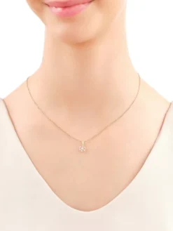 Zawieszka z żółtego złota z diamentami - kwiat - 0,05 ct - próba 585