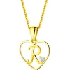 Zawieszka z żółtego złota z diamentem - litera R, serce - 0,005 ct - próba 375