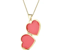 Zawieszka z żółtego złota z diamentami - puzderko - serce - 0,01 ct - próba 375