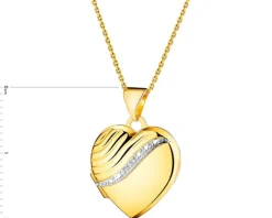 Zawieszka z żółtego złota z diamentami - puzderko - serce - 0,01 ct - próba 375