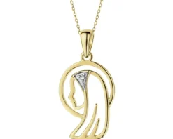 Zawieszka z żółtego złota z diamentami - medalik Matka Boska - 0,004 ct - próba 375