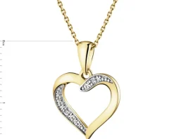 Zawieszka z żółtego złota z diamentami - serce - 0,004 ct - próba 585