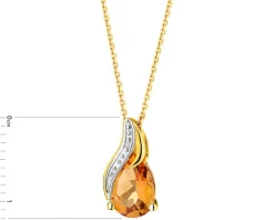 Zawieszka z żółtego złota z diamentem i cytrynem - próba 585
