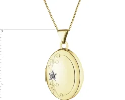 Zawieszka z żółtego złota z diamentem - puzderko - 0,01 ct - próba 585