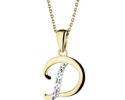 Zawieszka z żółtego złota z diamentem - litera D - 0,003 ct - próba 375