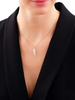 Zawieszka z żółtego złota z diamentami - skrzydło - 0,19 ct - próba 585