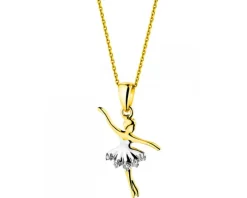 Zawieszka z żółtego złota z diamentami – baletnica - 0,01 ct - próba 375