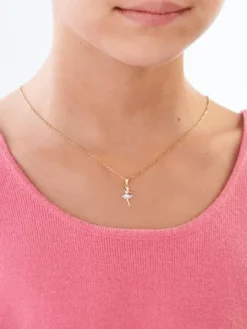 Zawieszka z żółtego złota z diamentami – baletnica - 0,01 ct - próba 375