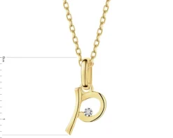 Zawieszka z żółtego złota z diamentem - litera P - 0,003 ct - próba 375