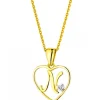 Zawieszka z żółtego złota z diamentem - litera N, serce - 0,005 ct - próba 375