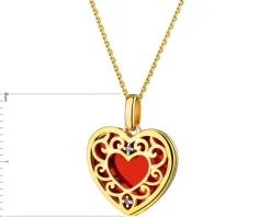 Zawieszka z żółtego złota z diamentami i emalią - serce - 0,008 ct - próba 375
