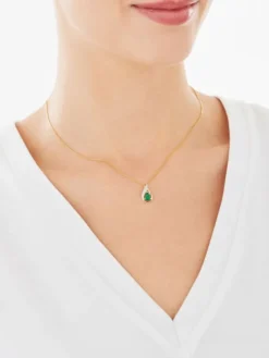 Zawieszka z żółtego złota z diamentem i szmaragdem - próba 375