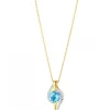 Zawieszka z żółtego złota z diamentami i topazem - próba 585