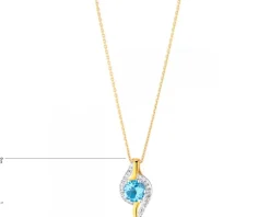 Zawieszka z żółtego złota z diamentami i topazem - próba 585
