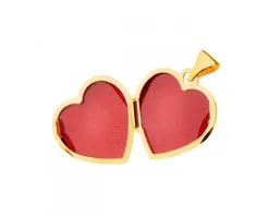 Zawieszka z żółtego złota z diamentem - puzderko - serce - 0,005 ct - próba 375