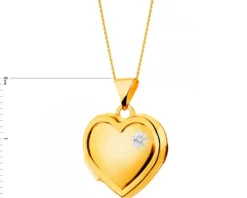 Zawieszka z żółtego złota z diamentem - puzderko - serce - 0,005 ct - próba 375