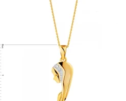 Zawieszka z żółtego złota z diamentami - medalik Matka Boska - 0,01 ct - próba 585