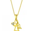 Zawieszka z żółtego złota z diamentem - aniołek, serce - 0,004 ct - próba 375