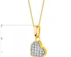 Zawieszka z żółtego złota z diamentami - serce - 0,04 ct - próba 585