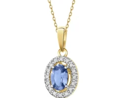 Zawieszka z żółtego złota z diamentami i tanzanitem - próba 585