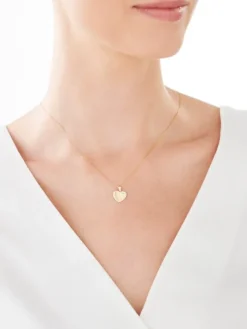 Zawieszka z żółtego złota z diamentem - serce, aniołek - 0,005 ct - próba 375