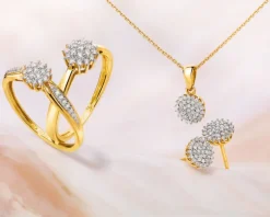 Zawieszka z żółtego złota z diamentami - 0,09 ct - próba 585