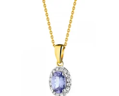 Zawieszka z żółtego złota z diamentami i tanzanitem - próba 585