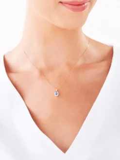 Zawieszka z żółtego złota z diamentami i tanzanitem - próba 585