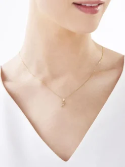 Zawieszka z żółtego złota z diamentem - litera P - 0,004 ct - próba 585