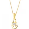 Zawieszka z żółtego złota z diamentem - aniołek, serce - 0,004 ct - próba 375
