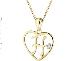 Zawieszka z żółtego złota z diamentem - litera H, serce - 0,005 ct - próba 375