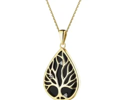 Zawieszka z żółtego złota z diamentami - drzewko - próba 585