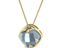 Zawieszka z żółtego złota z diamentami i topazem London Blue - próba 585