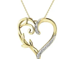 Zawieszka z żółtego złota z diamentami - serce - 0,03 ct - próba 375