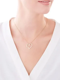 Zawieszka z żółtego złota z diamentami - serce - 0,03 ct - próba 375