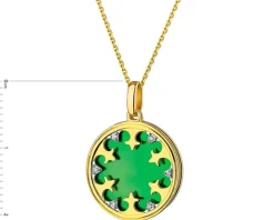 Zawieszka z żółtego złota z diamentami i emalią - rozeta - 0,01 ct - próba 375