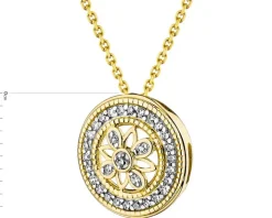 Zawieszka z żółtego złota z diamentami - rozeta - 0,07 ct - próba 585