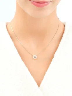 Zawieszka z żółtego złota z diamentami - rozeta - 0,07 ct - próba 585