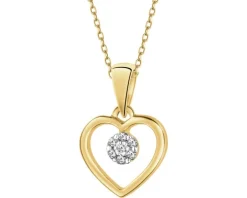 Zawieszka z żółtego złota z diamentami - serce - 0,02 ct - próba 585