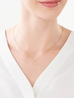 Zawieszka z żółtego złota z diamentem - litera H, serce - 0,005 ct - próba 585